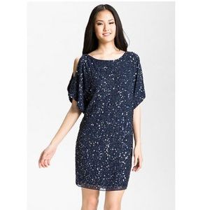 Aiden Mattox Cold Shoulder Sequin Dress
